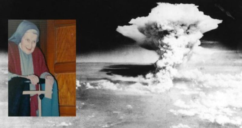 Hiroshima aftermath, Sr Julie Canny (inset). Photograph: Hiroshima Peace Memorial Museum