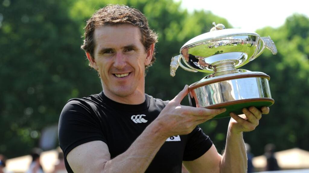 Tony McCoy, seen here with the Champion Jump Jockey trophy at Sandown Racecourse, has announced he is to retire from racing at the end of the season. Photograph: Anthony Devlin/PA Wire