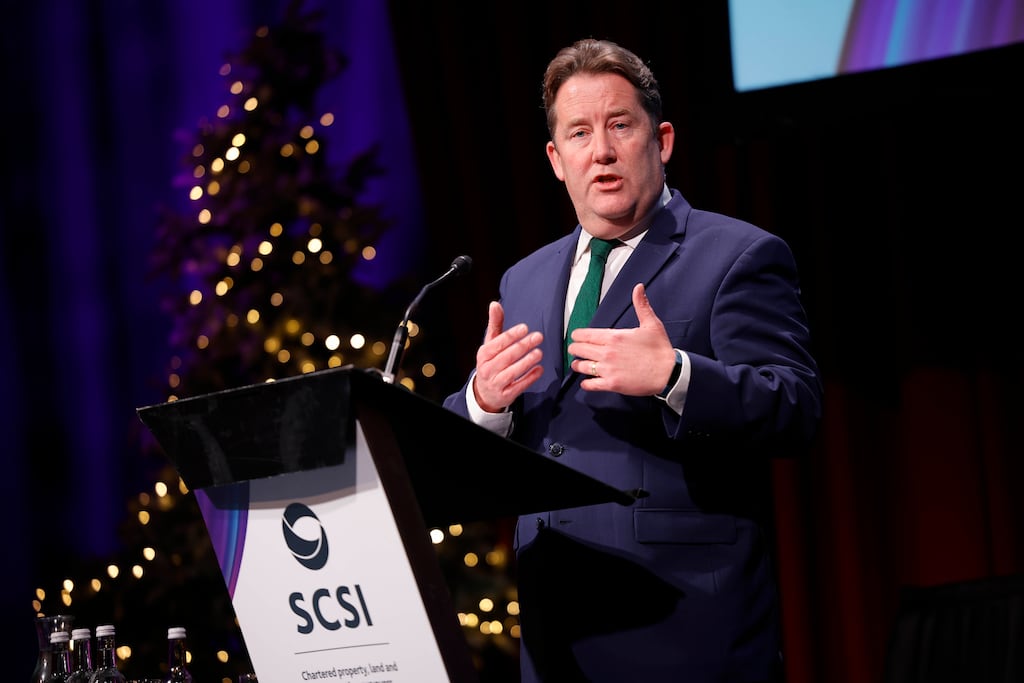Minister for Housing, Local Government and Heritage Darragh O’Brien told the Society of Chartered Surveyors Ireland's national conference that his department will carry out a review of the operation of the private rental sector next year. Photograph: Conor McCabe Photography