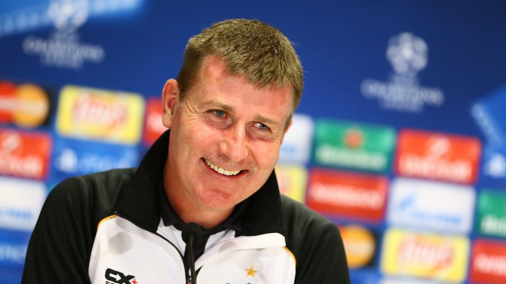 Dundalk boss Stephen Kenny believes his side can turn around their two goal deficit when they travel to play Legia Warsaw. Photograph: Epa