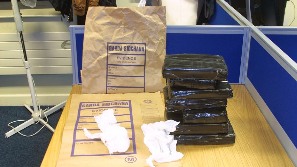 Part of the drugs haul seized from a premises at Coolquay, The Ward, Co Dublin on Sunday. Photograph: Garda Press Office