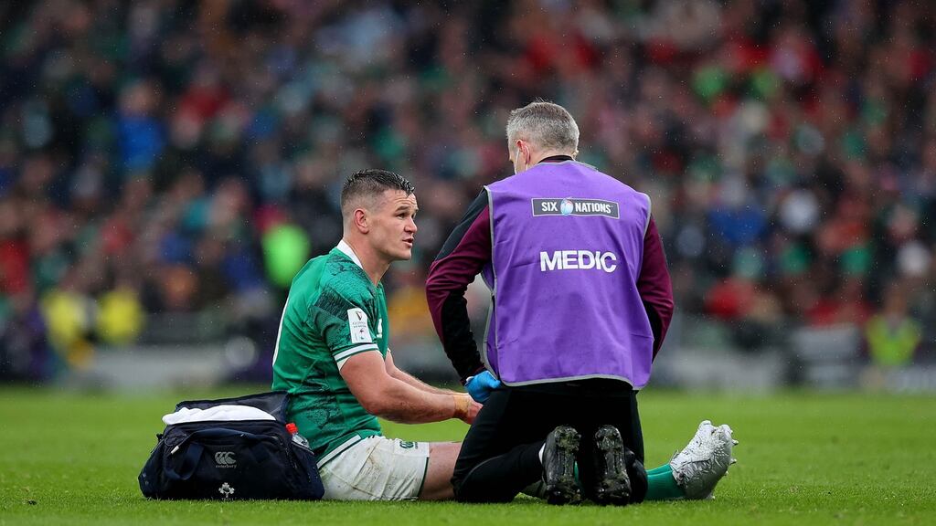 Johnny Sexton missed Ireland’s defeat to France in Paris last weekend. Photograph: Ryan Byrne/Inpho