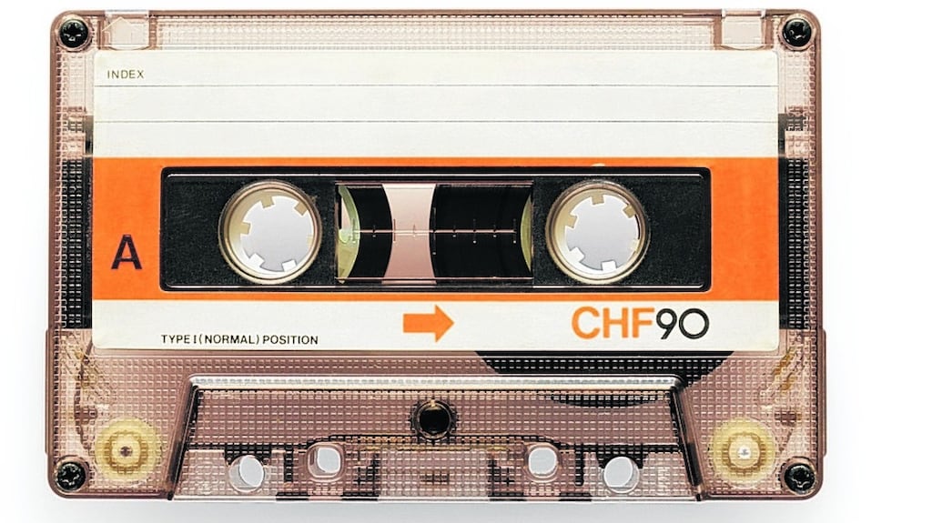 Old good audio casette isolated on white with soft shadow + clipping path