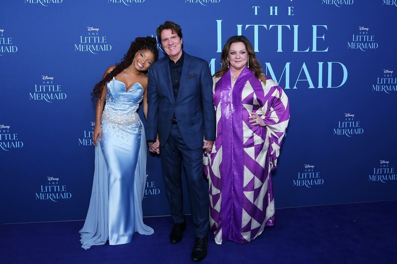Halle Bailey (L-R), Rob Marshall and Melissa McCarthy at the Australian premiere of The Little Mermaid this week. Photograph: Lisa Maree Williams/Getty Images