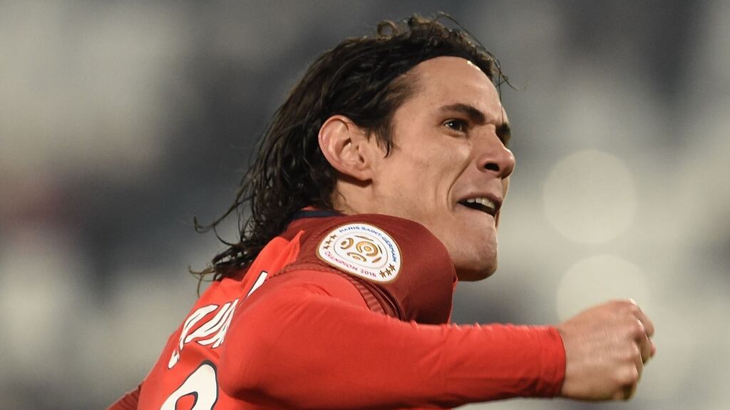 Paris Saint-Germain forward Edinson Cavani:  has scored 33 goals in 31 matches this season. Photograph: Nicolas Tucat/AFP/Getty Images