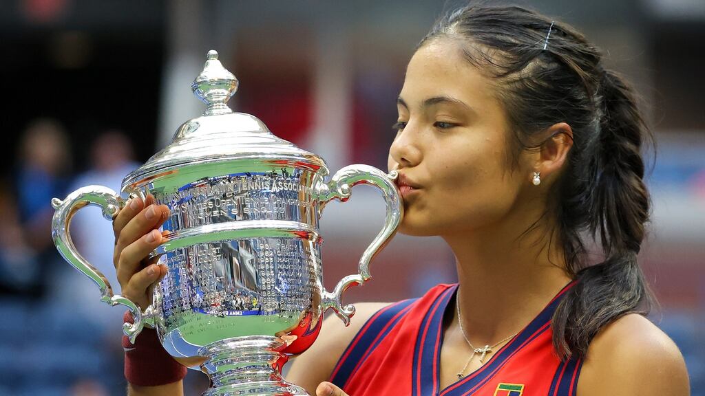 Emma Raducanu secured an improbable victory in the US Open. Photograph: Al Bello/Getty
