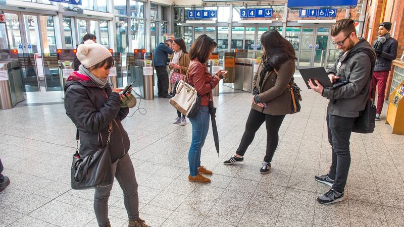 Stranded commuters at Kent Train Station, Cork during industrial action. Photograph: Michael Mac Sweeney/Provision