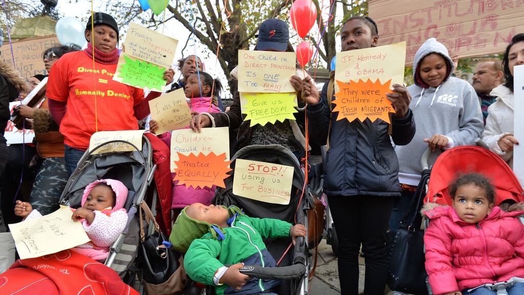 Migrants to Ireland living in the Direct Provision system marching on the Dáil in protest at the speed of the asylum seeking process in 2014. File photograph: Alan Betson/The Irish Times