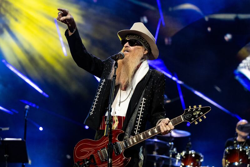 Billy Gibbons of ZZ Top performs during the Jim Irsay Collection exhibit and concert in California last year. Photograph: Scott Dudelson/Getty Images