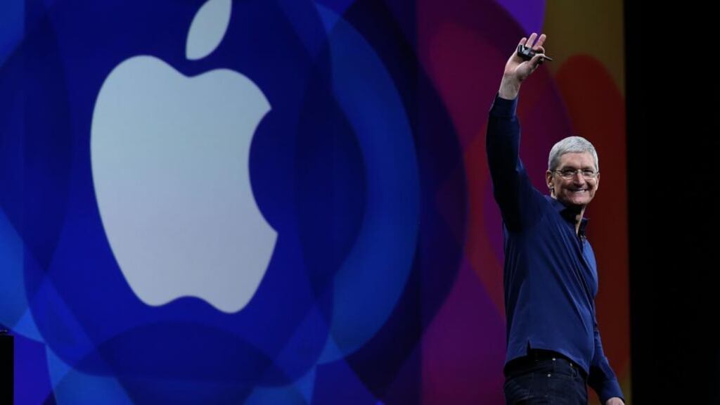 Apple chief Tim Cook delivers the keynote address during Apple WWDC last Monday. Photograph: Justin Sullivan/Getty Images
