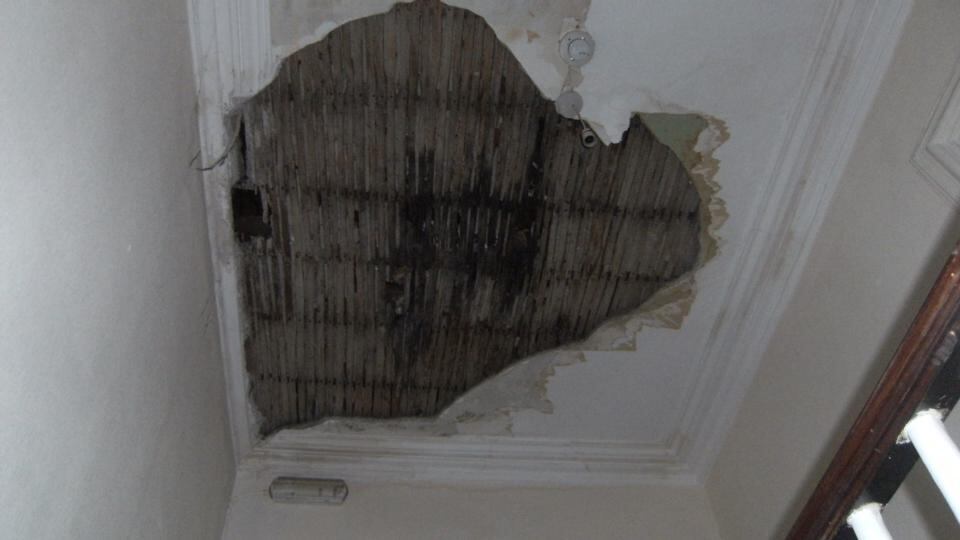 Substandard: a ceiling damaged by severe damp in a Dublin property
