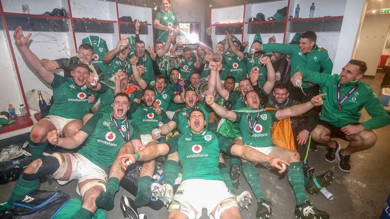 The Ireland team celebrate winning the Grand Slam at Twickenham back in March. Photograph: Dan Sheridan/Inpho