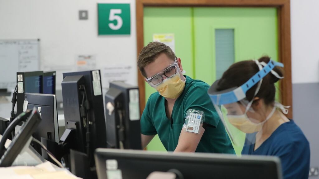 Medical staff in the respiratory emergency department at Craigavon Area Hospital in Co Armagh, Northern Ireland. File photograph: Niall Carson/PA Wire