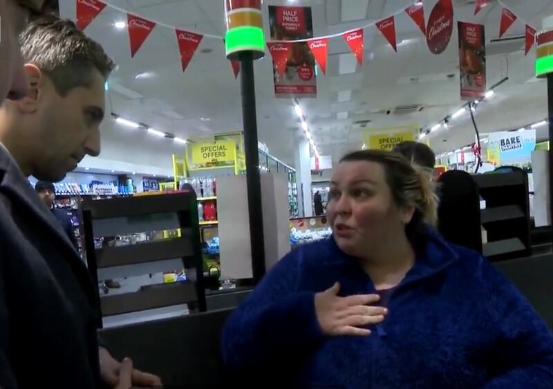 Taoiseach Simon Harris has said he 'feels really bad' about an exchange he had with a visibly upset woman in Kanturk, Co Cork