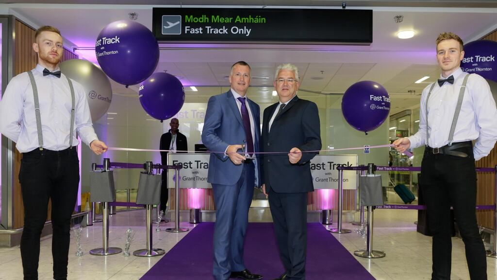 Dublin Airport managing director Vincent Harrison and Grant Thornton Ireland managing partner Michael McAteer at Dublin Airport. Photograph: Robbie Reynolds