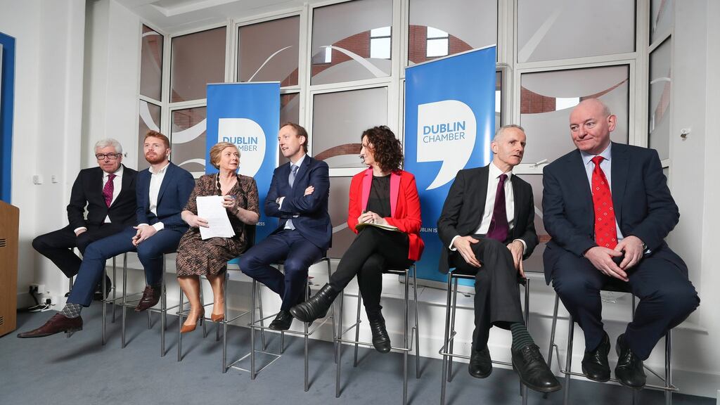Dublin European  election candidates take part in a hustings event in Dublin Chamber on Friday morning. Photograph: Conor McCabe