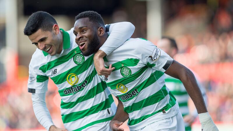 Odsonne Edouard opened the scoring for Celtic at Pittodrie. Photograph: Ian Rutherford/PA