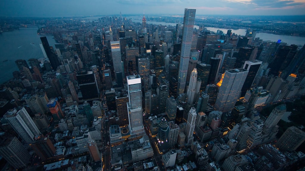 The Manhattan skyline at dusk. Photograph: Craig Warga/Bloomberg