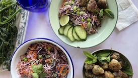 Thai meatballs with rice noodle salad