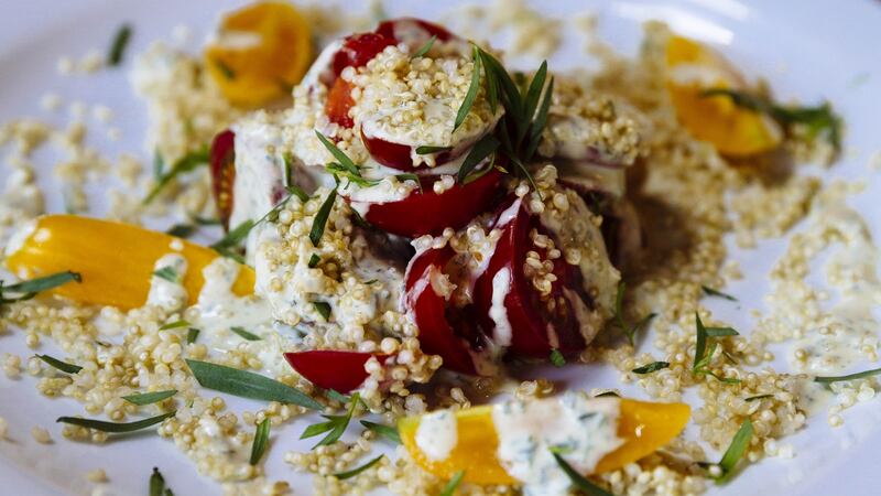 Tomato and quinoa salad with creamy tarragon dressing. Photograph: Emma Jervis
