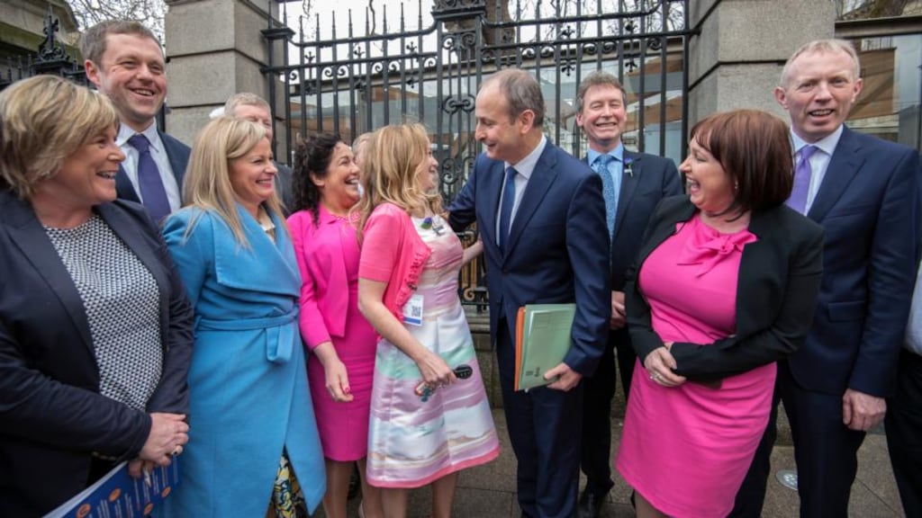 Cystic fibrosis sufferer and campaigner Jillian McNulty with Fianna Fáil leader Micheál Martin outside the Dáil after it was announced that the HSE had reached a deal on the provision of Orkambi. Photograph: Brenda Fitzsimons