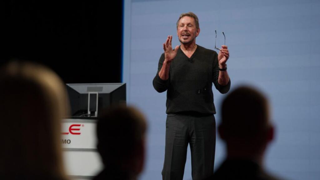 Larry Ellison: he is now Oracle’s chief technology officer, reporting to two chief executives, but he’s also executive chairman, putting him back at the top of the executive pile. photograph: david paul morris/bloomberg