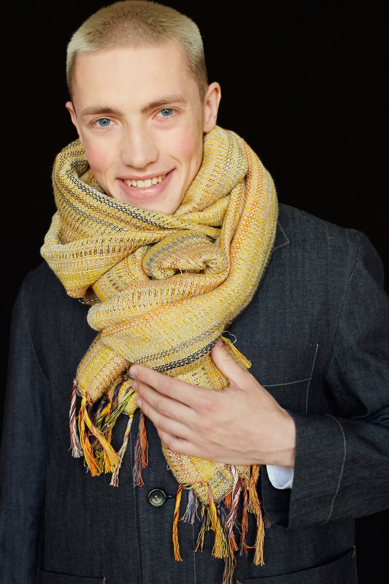 Silk and cotton handwoven crios scarf, €380, Stable