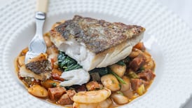 Mark Moriarty’s recipe for roasted hake with prawn and chorizo cassoulet
