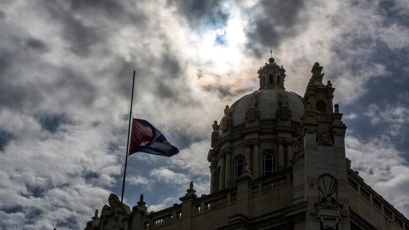 The Cuban flag flies at half-mast outside the Museum of the Revolution. Photograph: AP
