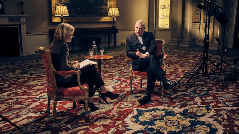 The Duke of York with BBC Newsnight’s Emily Maitlis. Everything fell apart almost as soon as bucko began to speak. Photograph: Mark Harrison/BBC/PA Wire