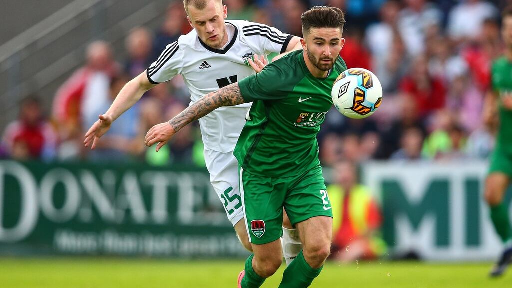 Cork City’s Sean Maguire in action for Cork City against Levadia in the Europa League. Photograph: Cathal Noonan/Inpho
