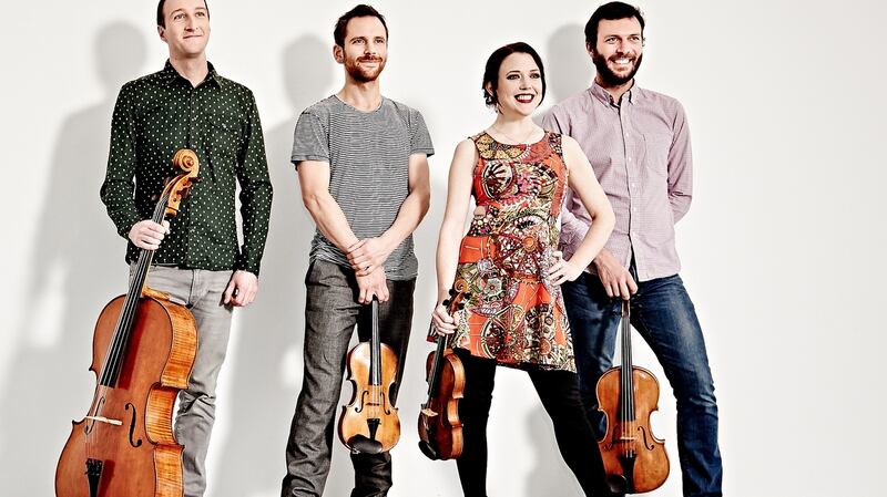The Heath Quartet, who, with Hugh Tinney, gave compelling, engrossing performances of Bartók and Shostakovich at the Airbnb International Hub in Hanover Quay. Photograph: Kaupo Kikkas