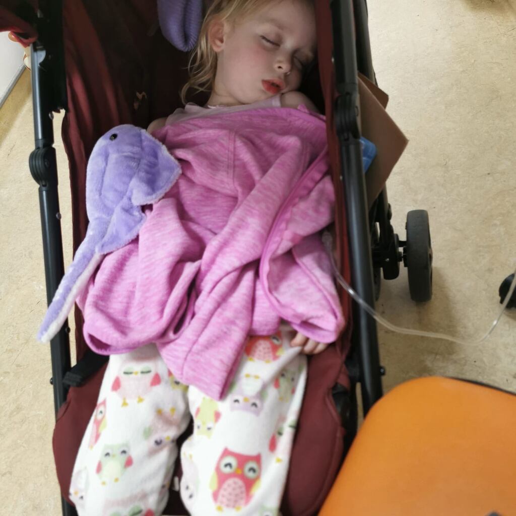 Alice (3) on a drip at Crumlin children’s hospital