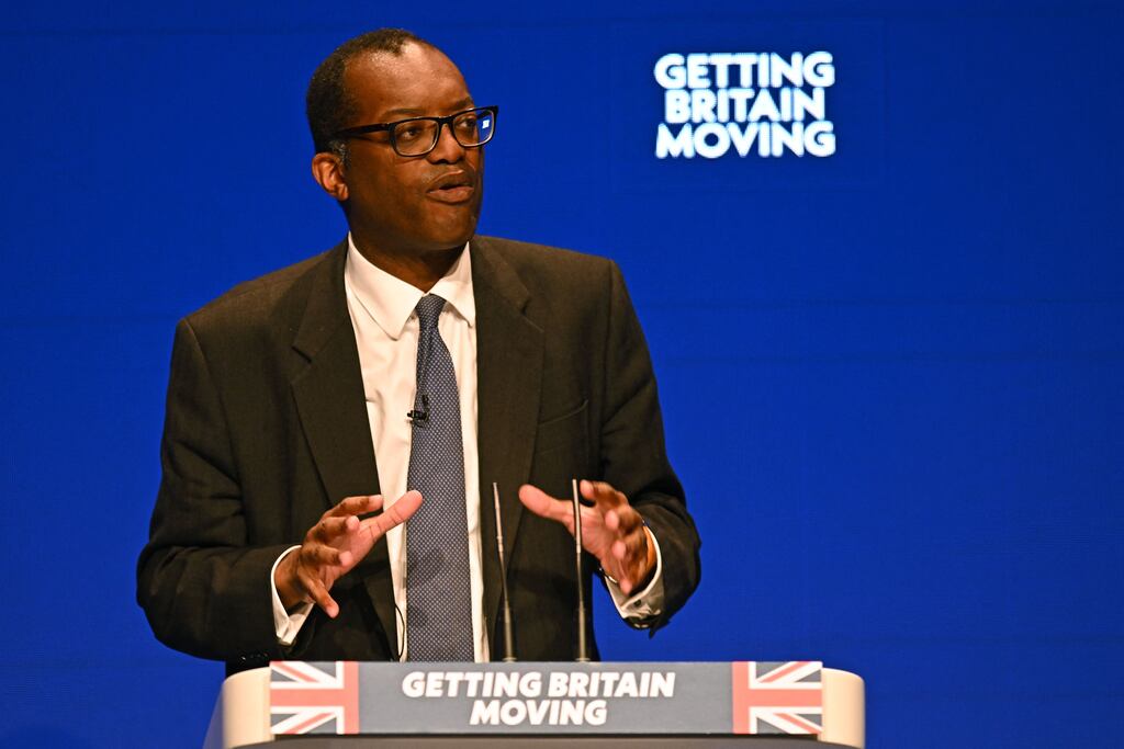 Kwasi Kwarteng: confirmed he was abandoning the controversial plan to remove the UK’s 45 per cent top rate of tax after a revolt from Tory MPs. Photograph: Paul Ellis/AFP via Getty Images