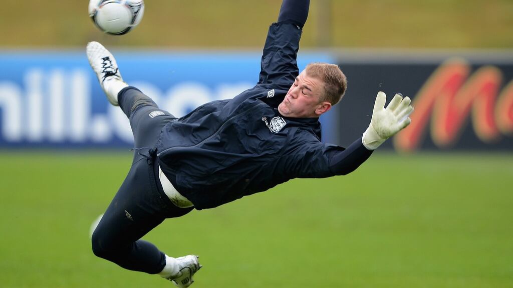 England's Joe Hart during a training session in preparation for tomorrow's away game against San Marino