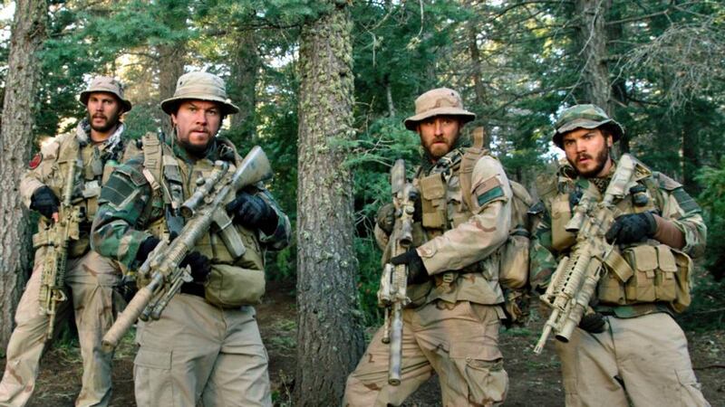 Not out of the woods: Taylor Kitsch, Mark Wahlberg, Ben Foster and Emile Hirsch in ‘Lone Survivor’