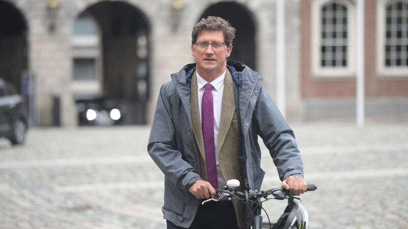 Minister for Climate Action, Communications Networks and Transport Eamon Ryan arriving at a Cabinet meeting in Dublin Castle. Photograph: Dara Mac Donnell / The Irish Times