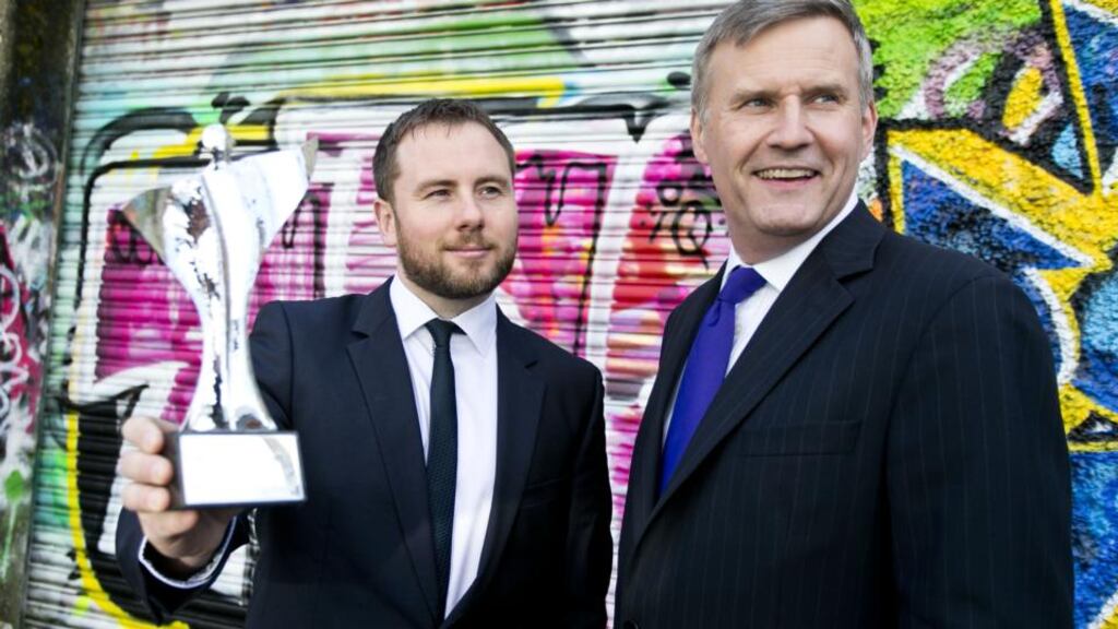 Darragh Kirby with Alistair Blair, Accenture Ireland country managing director. Photograph: Chris Bellew