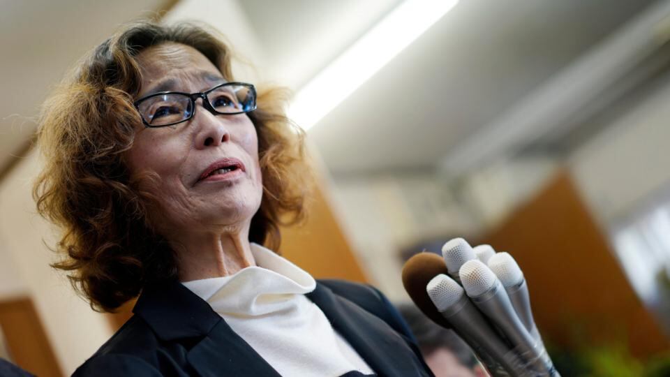 Junko Ishido, the mother of Kenji Goto, speaks to reporters at her home in Tokyo on Sunday  after  IS  announced in a video that it had killed her son.  Photograph: EPA