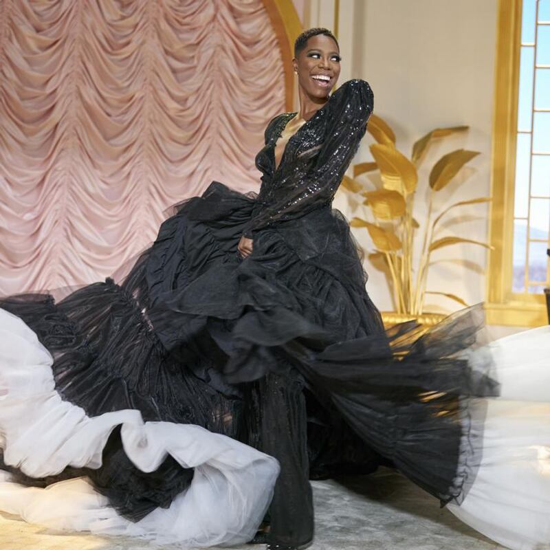 Yvonne Orji as host of Yearly Departed. Photograph: Erin Simkin/Amazon Prime Video