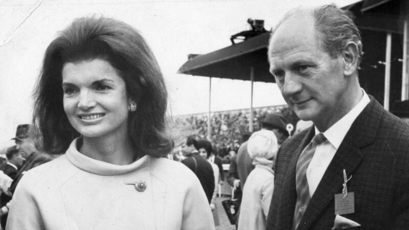 Jacqueline Kennedy with the taoiseach Jack Lynch at the Irish Derby in the Curragh in July 1967. Photograph: Dermot Barry