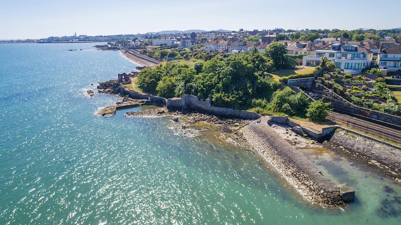 The small beach and jetty, known as Vance’s Harbour, at 8 Maretimo Gardens East, Blackrock, Co Dublin