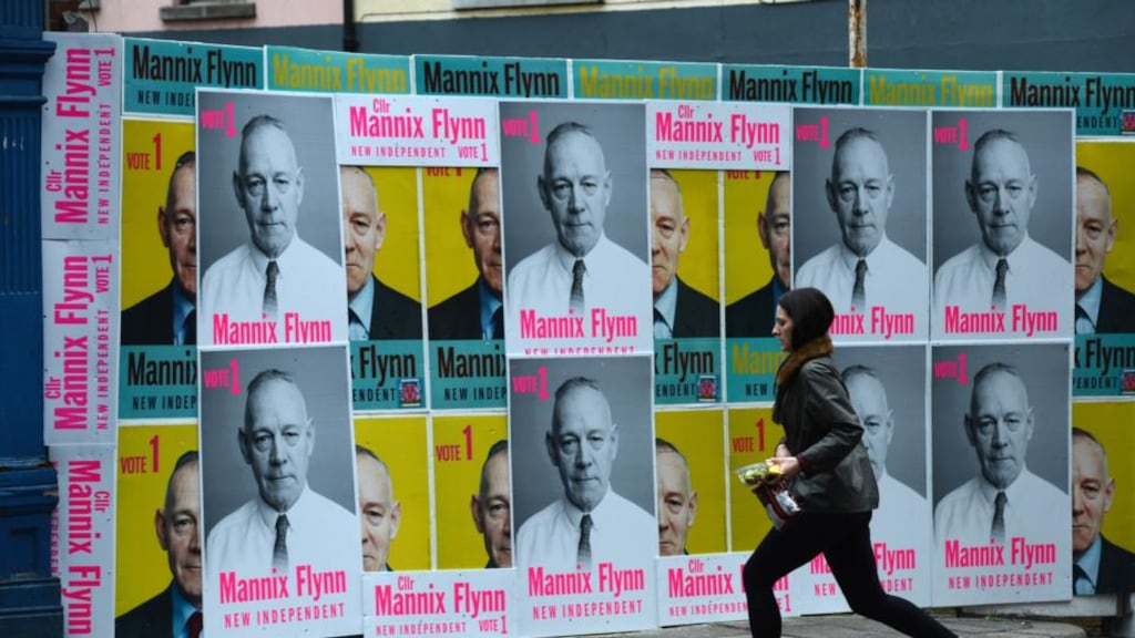 Mannix Flynn posters in Temple Bar. An exception to the rule. Photograph: Cyril Byrne