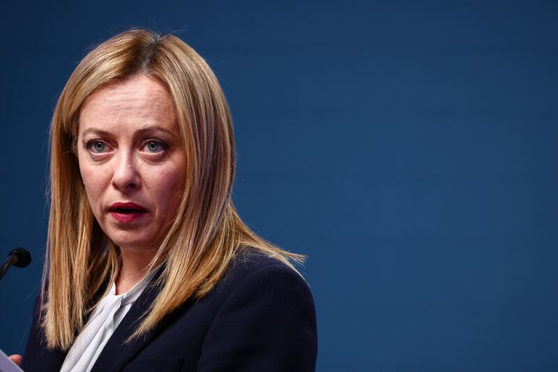 Italy's prime minister Giorgia Meloni expressed sympathy for those who drowned but insisted the blame lay with human traffickers. Photograph: Stephanie Lecocq/EPA-EFE