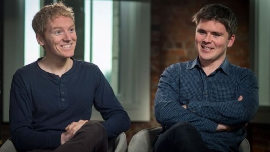 Stripe founders Patrick and John Collison. Photograph: David Paul Morris/Bloomberg via Getty