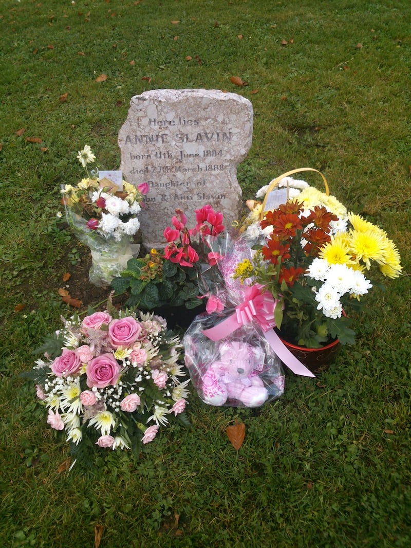 Annie Slavin’s restored gravestone in Armagh