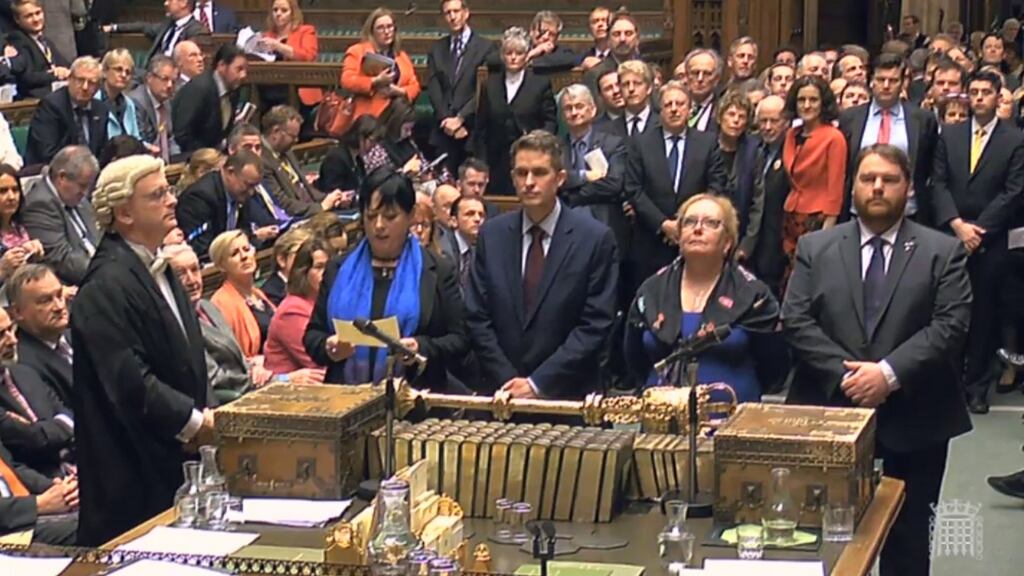 British MPs in the House of Commons, London, England, during a vote on Brexit legislation. Photograph: PA Wire