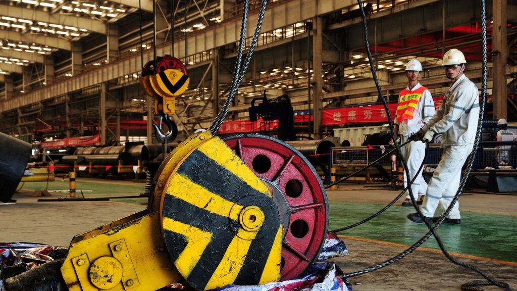 Industry data shows that the global oil rig count for new production edged up in June for the first time this year. Photograph: Yu Fangping/EPA