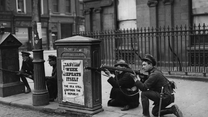 Free State soldiers fighting against Republican forces at O’Connell Bridge in Dublin in July 1922. Photograph: Brooke/Topical Press Agency/Getty Images