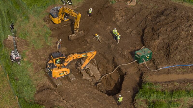 The scene at Staleen in Co Meath where a burst occured on the waterpipe. Photograph: Paul Mohan